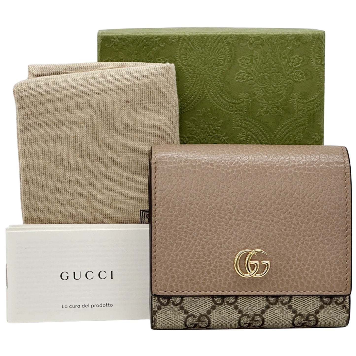 Gucci Gg Supreme Brown Pink Gg Supreme Wallet (Tri-Fold) ( )