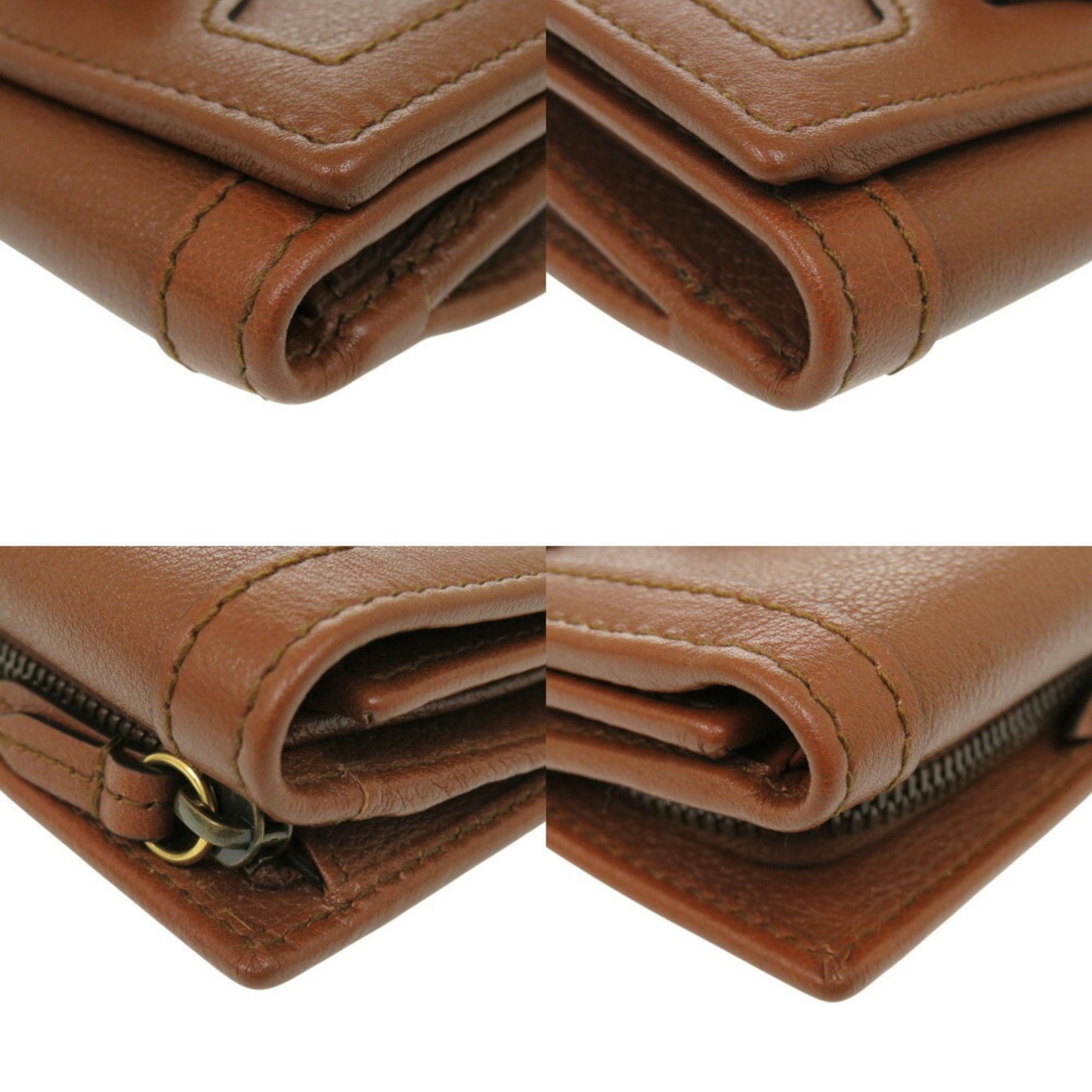 Gucci Bamboo Brown Leather Wallet (Tri-Fold) ( )