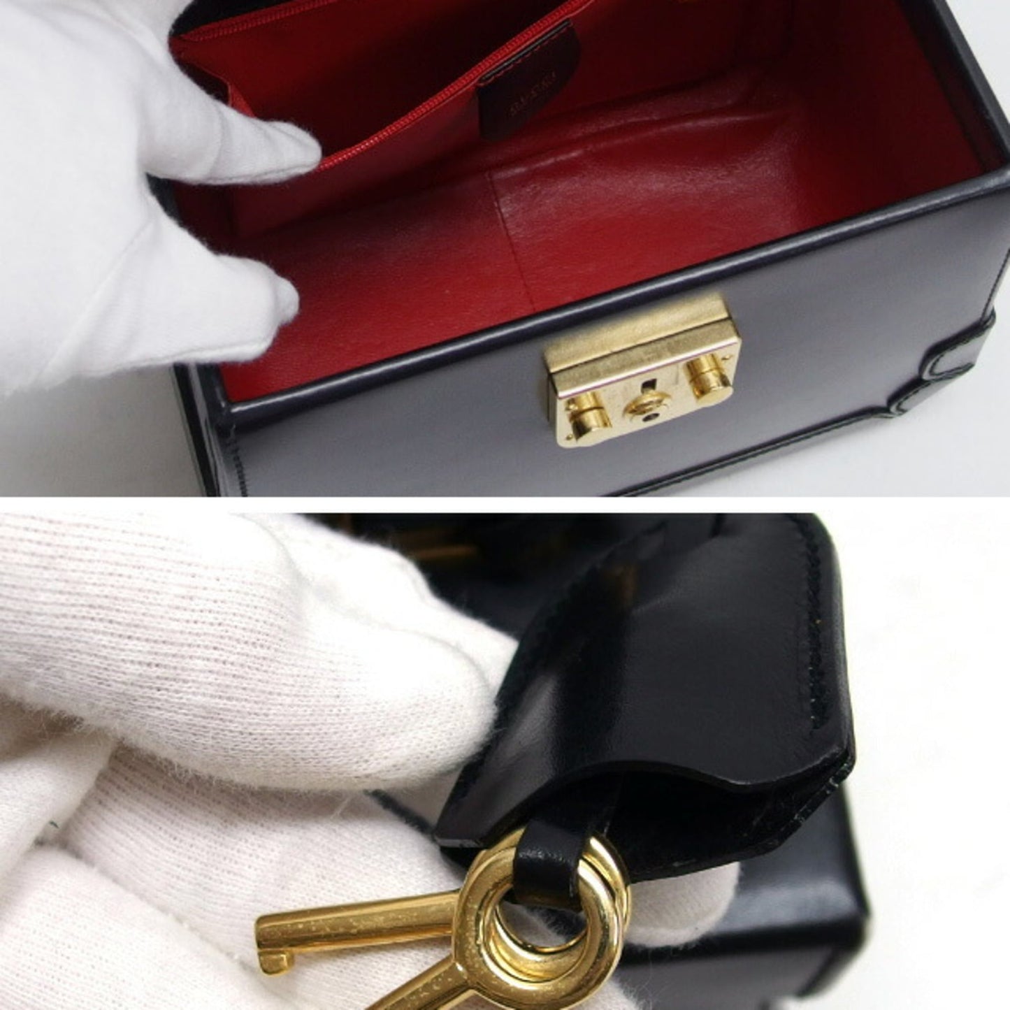 Gucci Black Leather Handbag Vanity Bag ( )