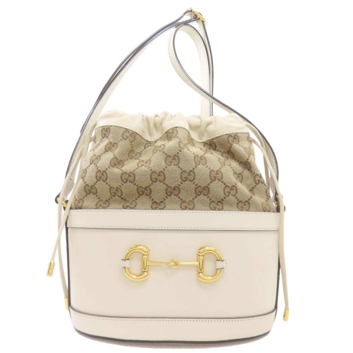 Gucci Horsebit Brown White Gg Canvas Shoulder Bag ( )