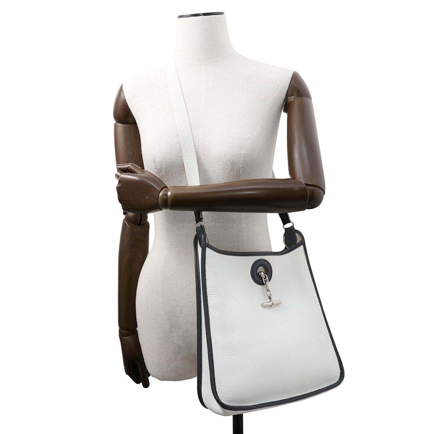 Hermes Vespa Black White Taurillon Clemence Leather Shoulder Bag ( )