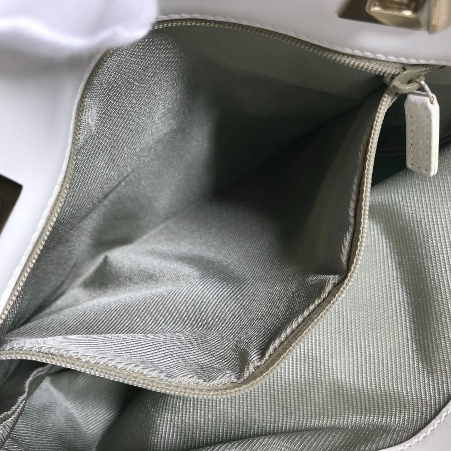 Gucci Blue White Canvas Leather Shoulder Bag Tote Bag ( )
