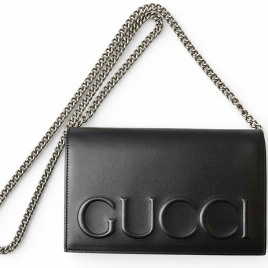 Gucci Black Leather Clutch Bag Shoulder Bag ( )