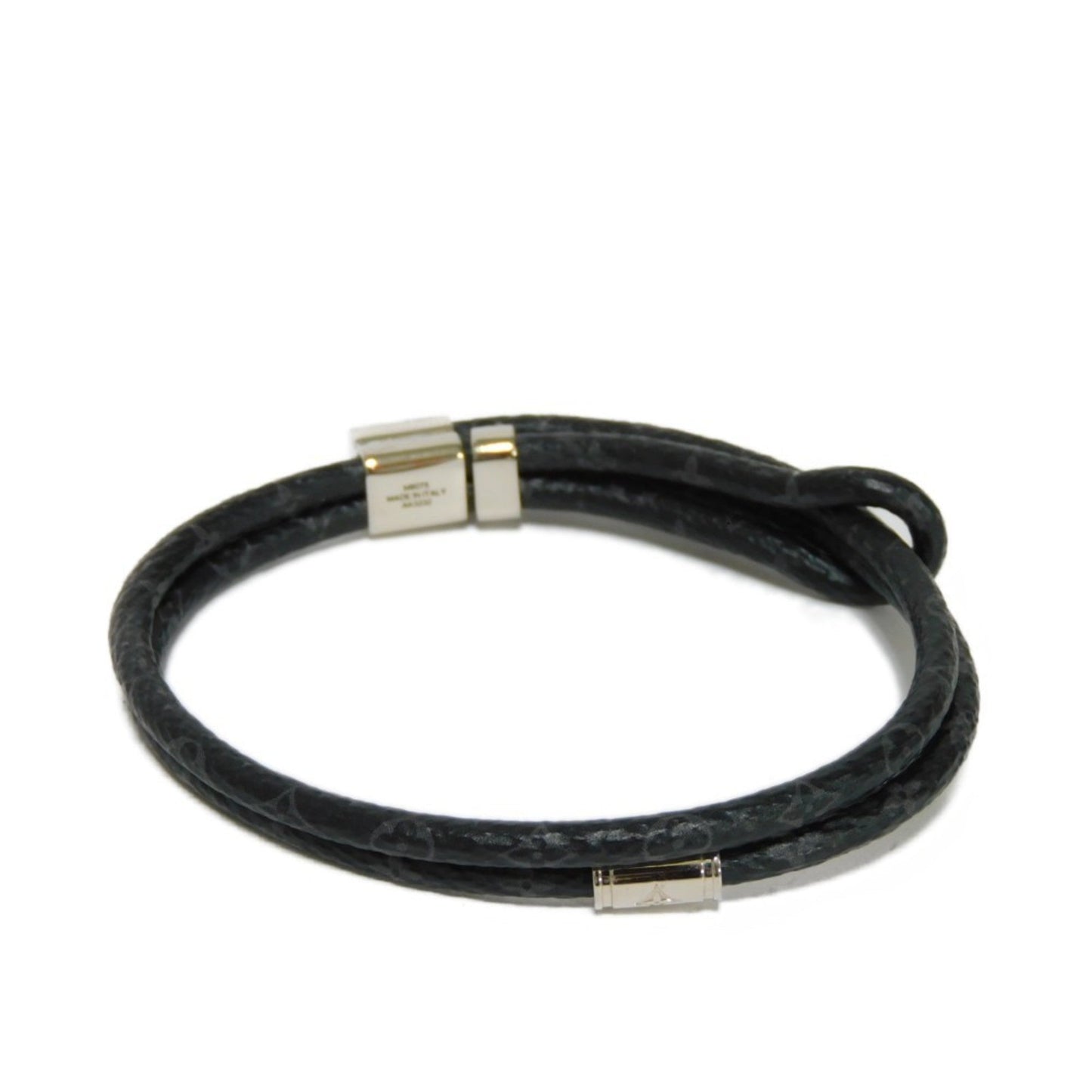 LOUIS VUITTON Bracelet LV Slide Logo Initial Flower Black Monogram Eclipse M8075Z Men's Accessories Jewelry