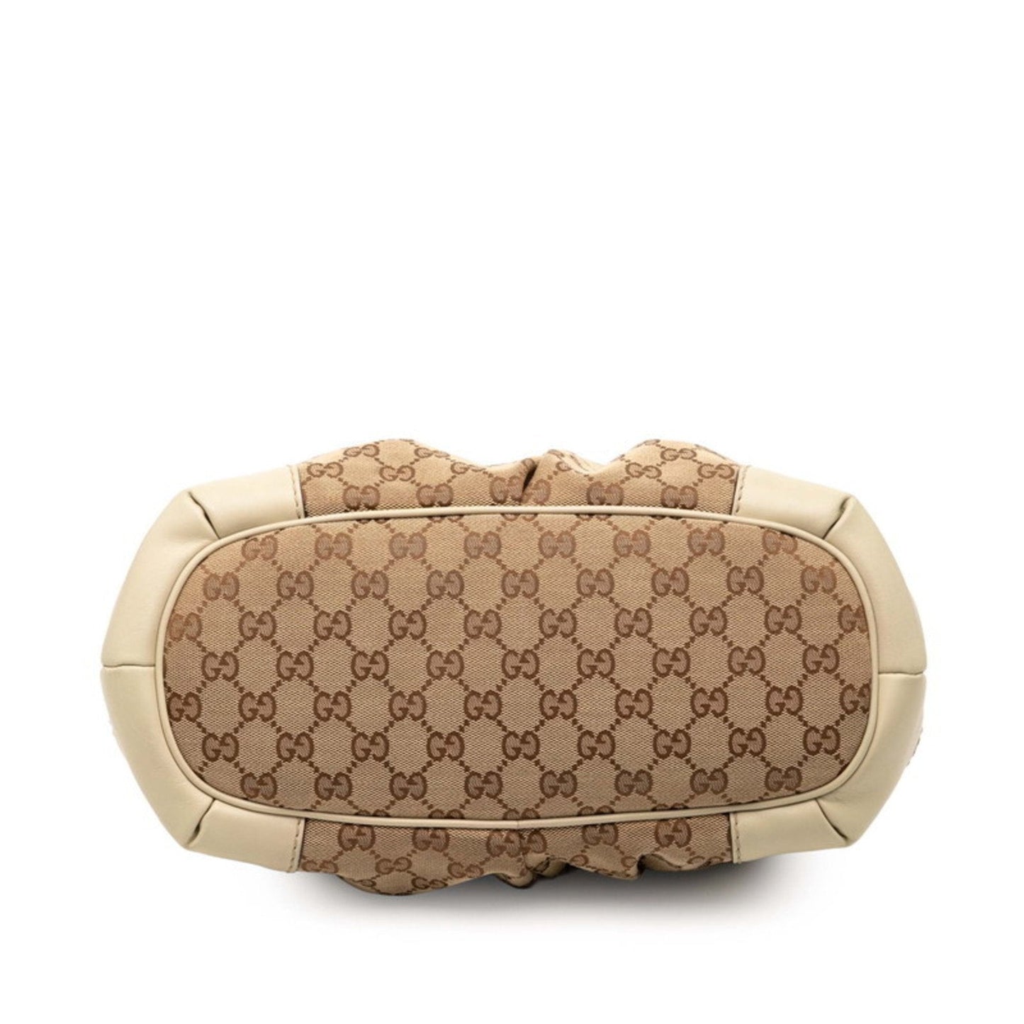 Gucci Beige White Canvas Leather Handbag Shoulder Bag ( )