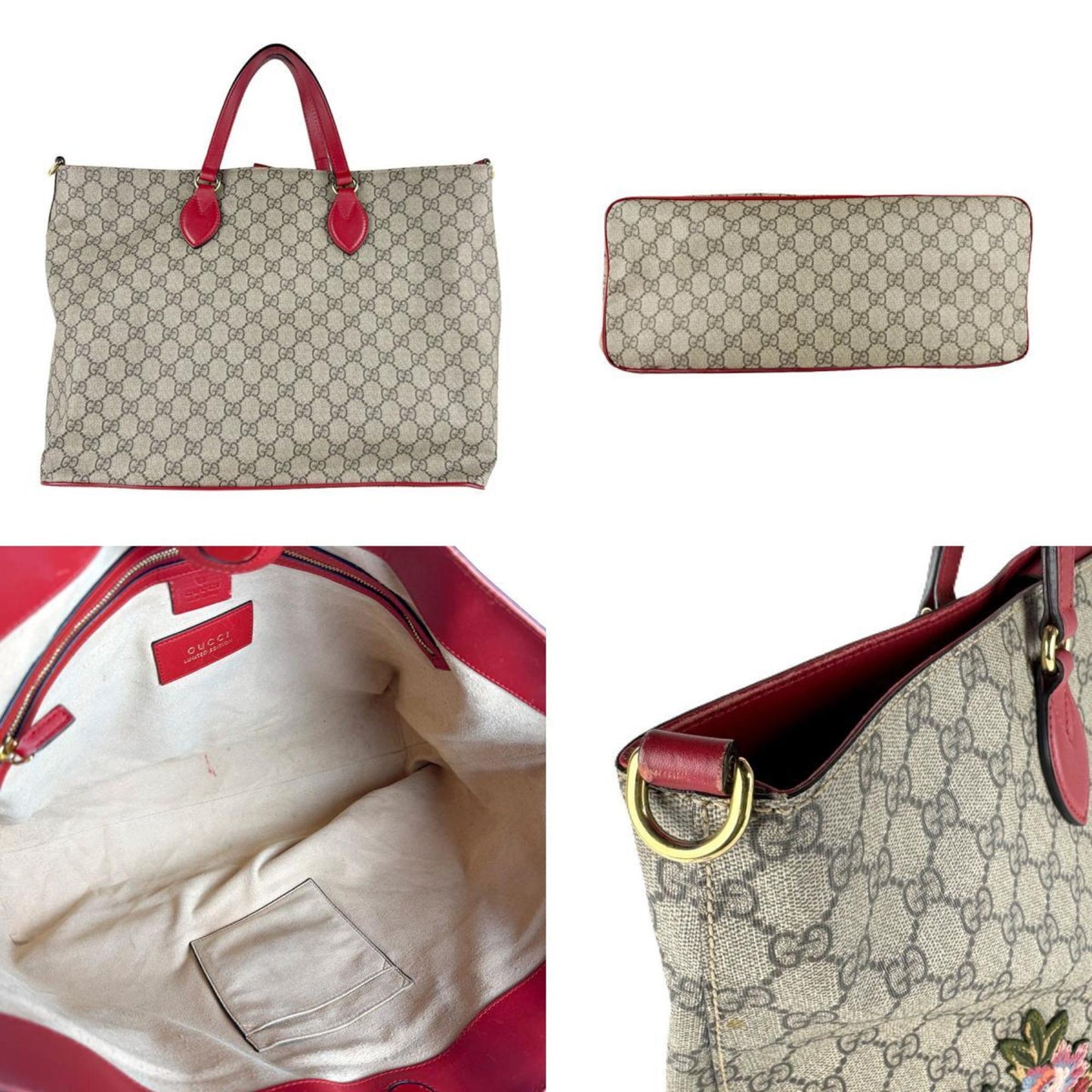 Gucci Brown Red Color Gg Supreme Handbag Shoulder Bag ( )