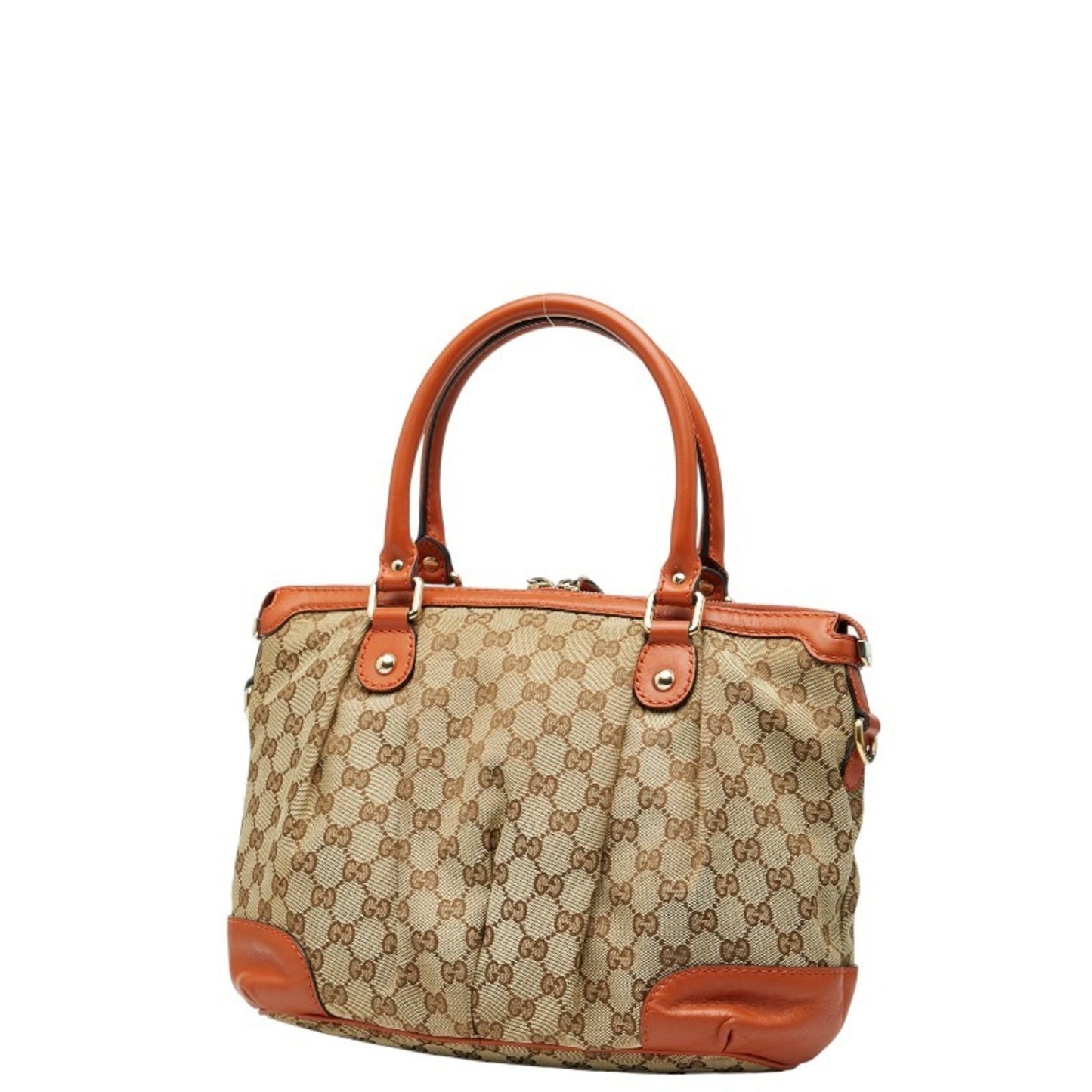 Gucci Beige Orange Canvas Leather Handbag Shoulder Bag ( )
