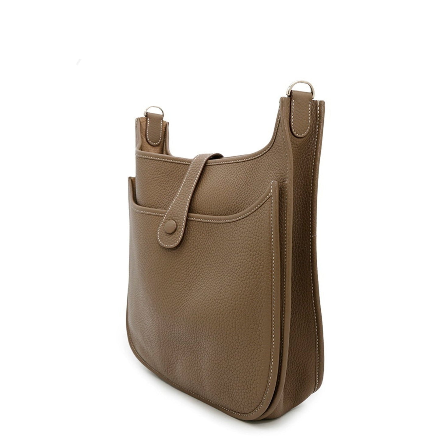 Hermes Etoupe Gray Taurillon Clemence Leather Shoulder Bag ( )