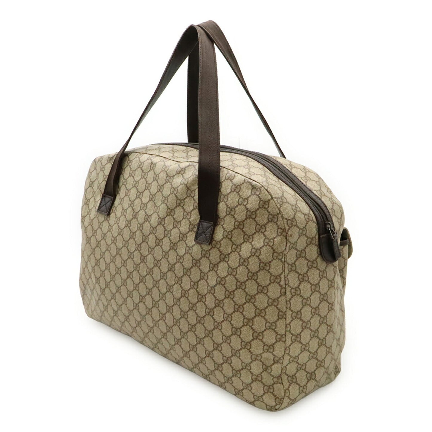 Gucci Beige Dark Brown Pvc Leather Boston Bag Tote Bag ( )