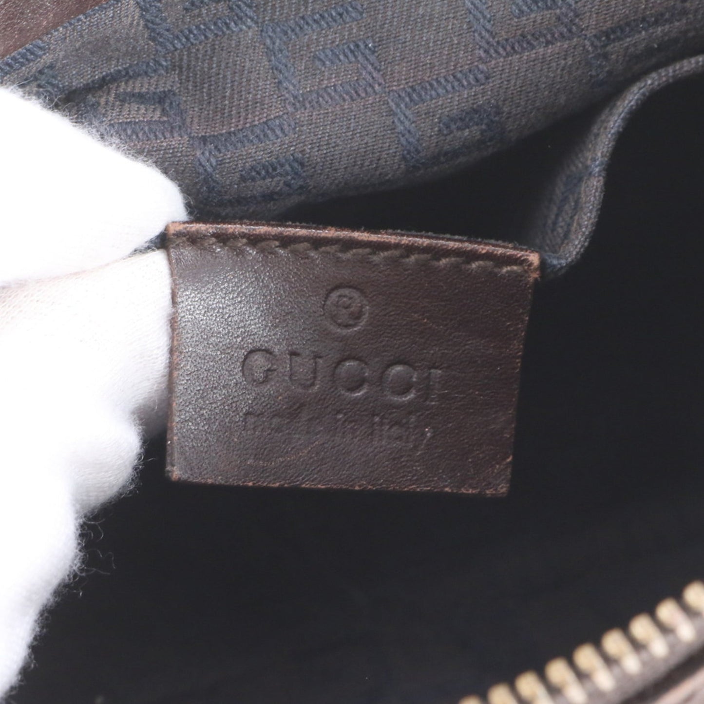Gucci Beige Leather Canvas Handbag ( )