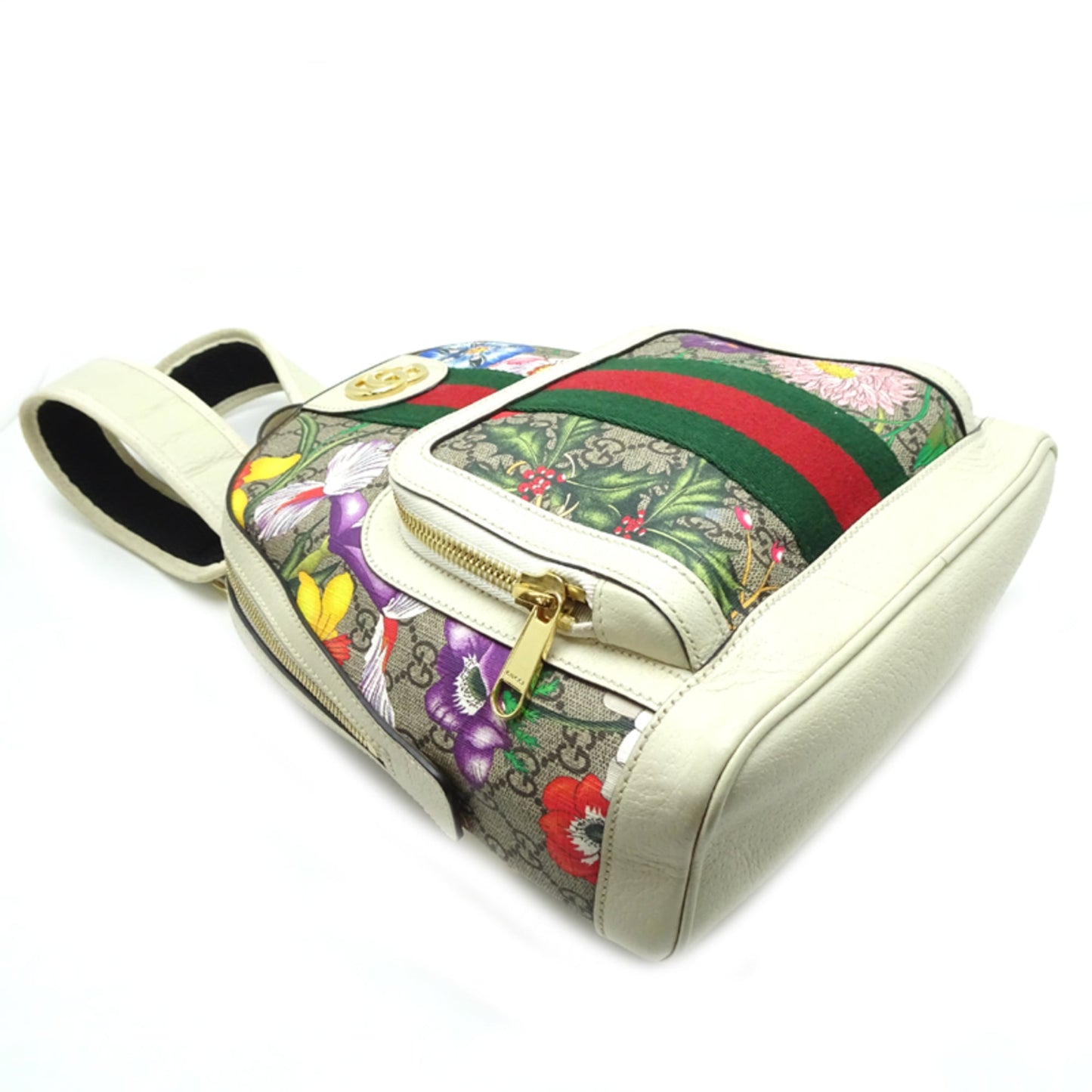 Gucci Beige White Gg Supreme Leather Backpack ( )