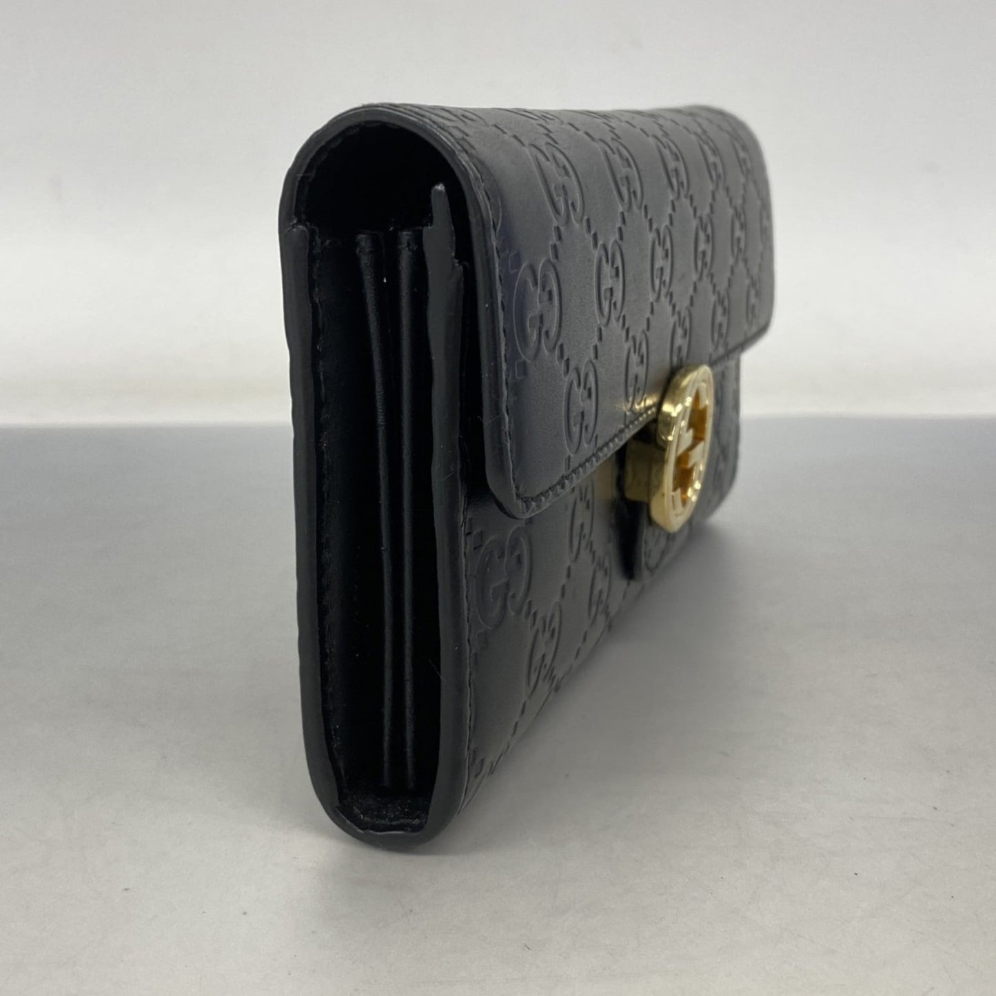 Gucci Black Leather Long Wallet (Bi-Fold) ( )