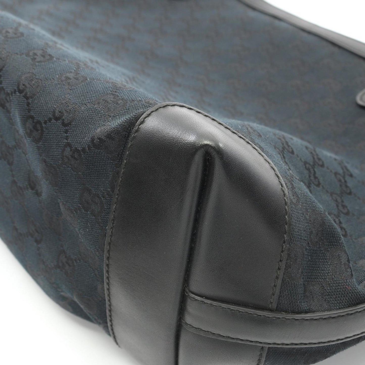 Gucci Black Canvas Leather Tote Bag ( )