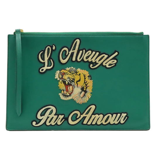 Gucci Green Leather Clutch Bag ( )