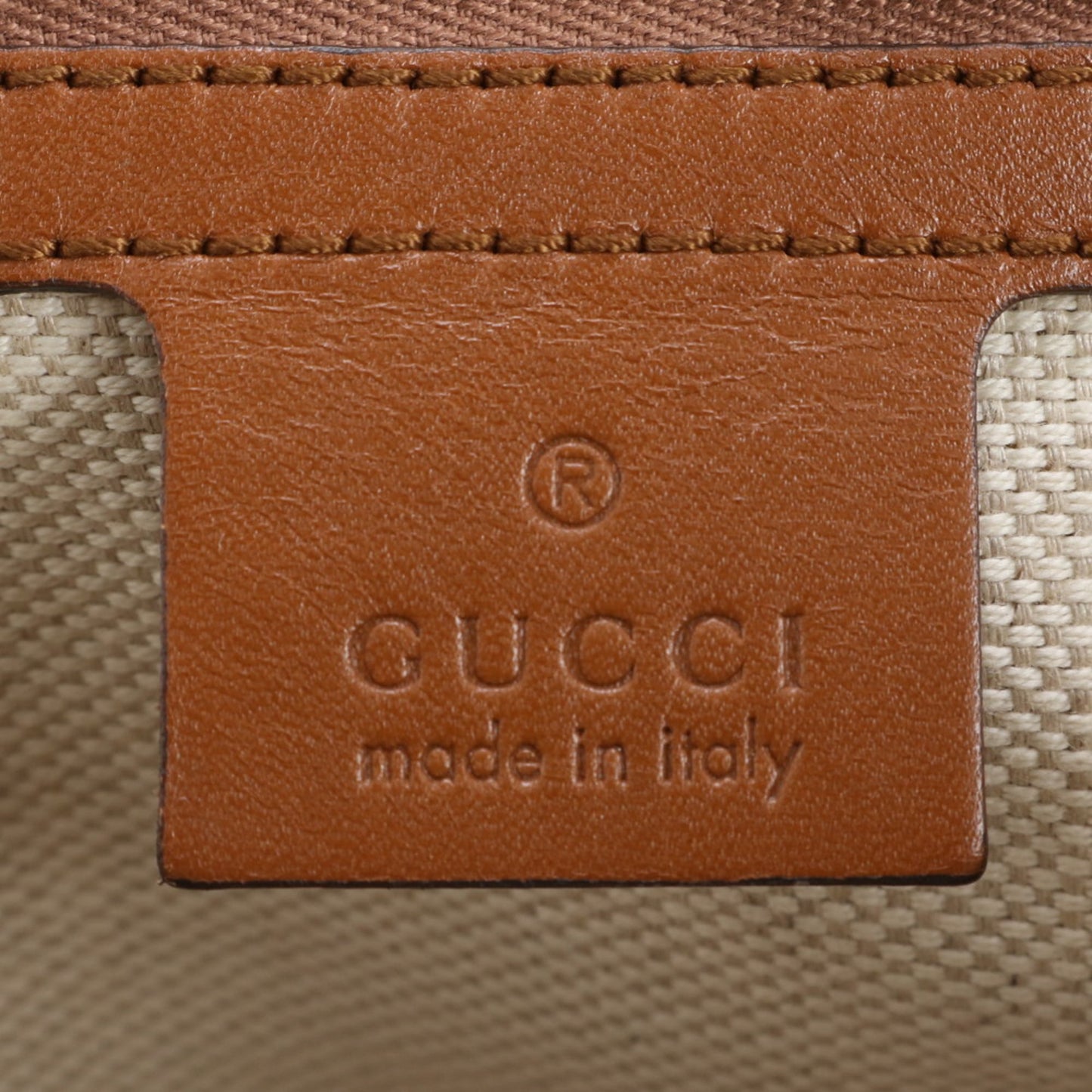 Gucci Brown Leather Canvas Tote Bag ( )