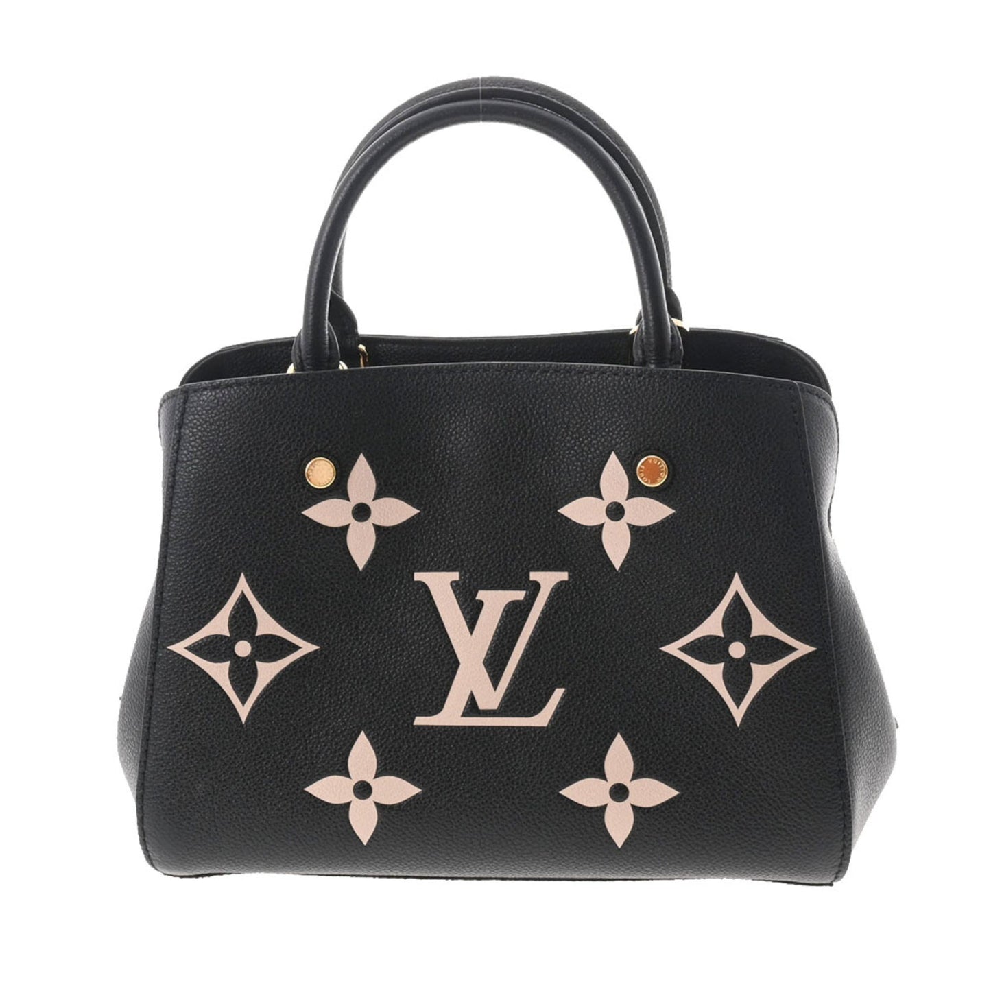 LOUIS VUITTON Monogram Emplant Montaigne BB Noir Beige Women's Bag