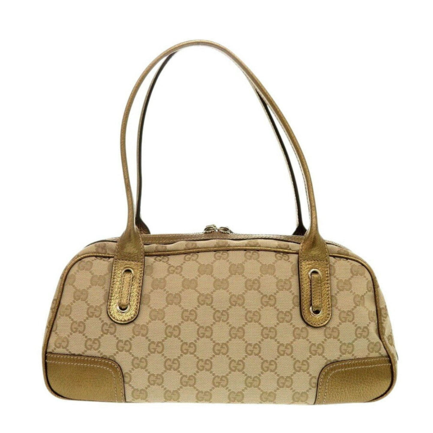 Gucci Beige Gold Gg Canvas Boston Bag Handbag ( )
