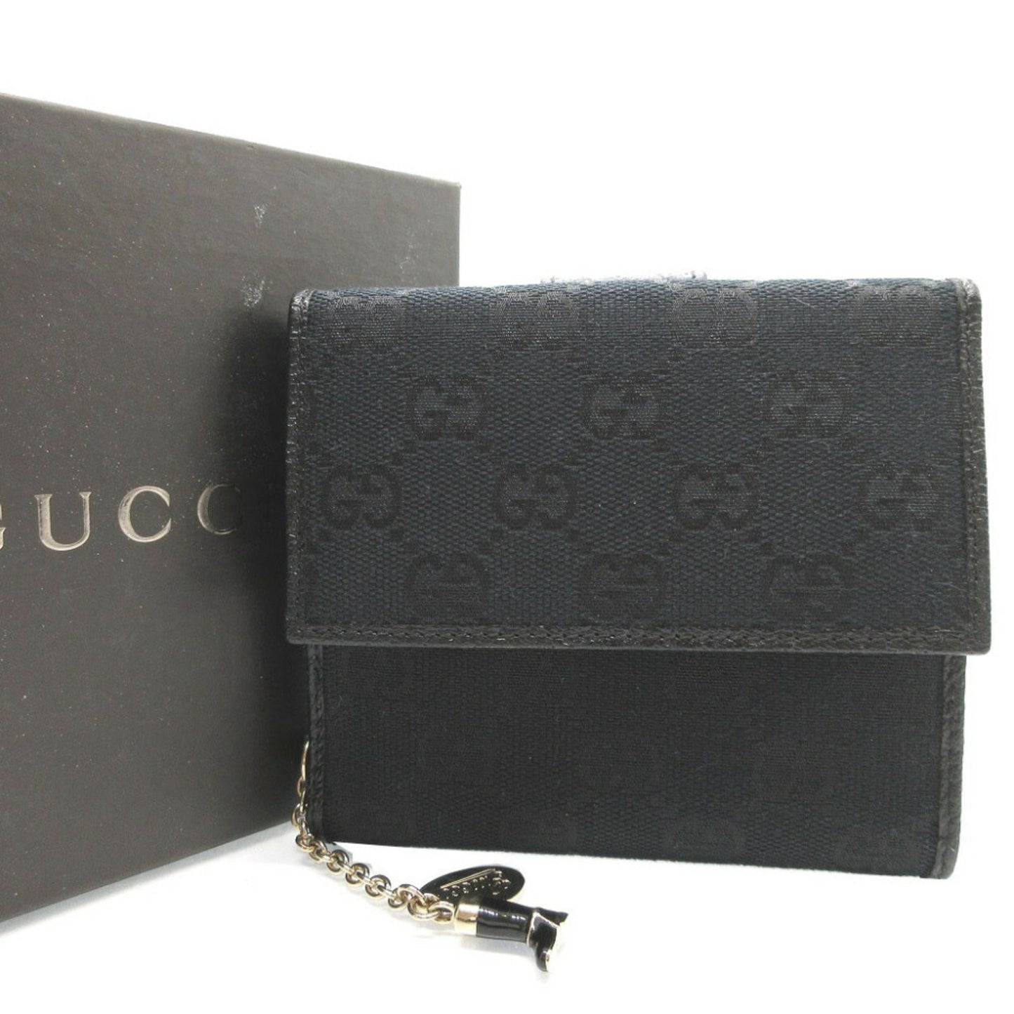 Gucci Black Gg Canvas Leather Wallet (Bi-Fold) ( )