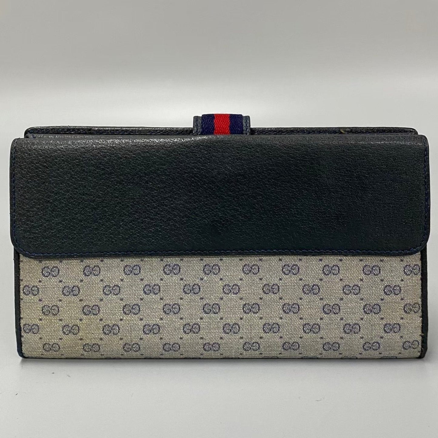 Gucci Navy Red Color Leather Pvc Long Wallet (Bi-Fold) ( )