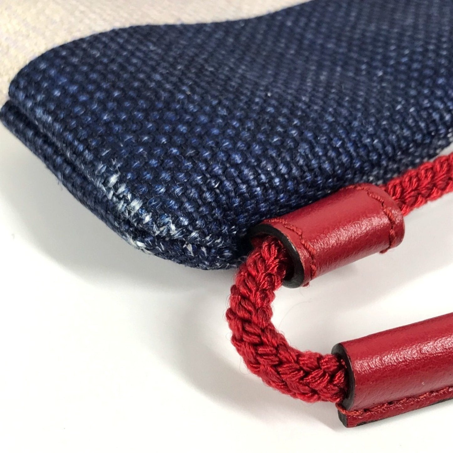 Gucci Navy Red Color White Leather Canvas Backpack Handbag Tote Bag ( )