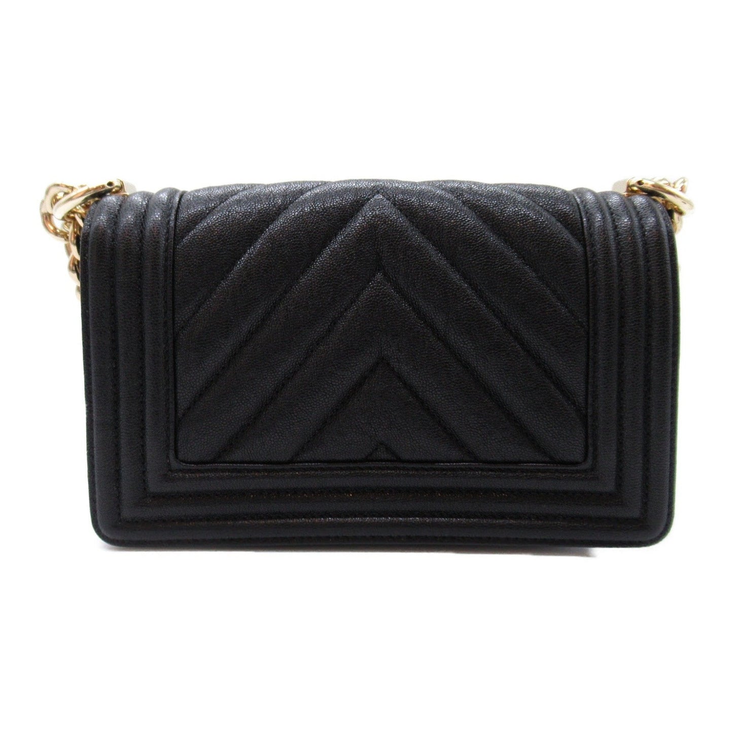 CHANEL Boy Chanel V-stitched chain shoulder bag, caviar skin (grained calfskin), women's, black