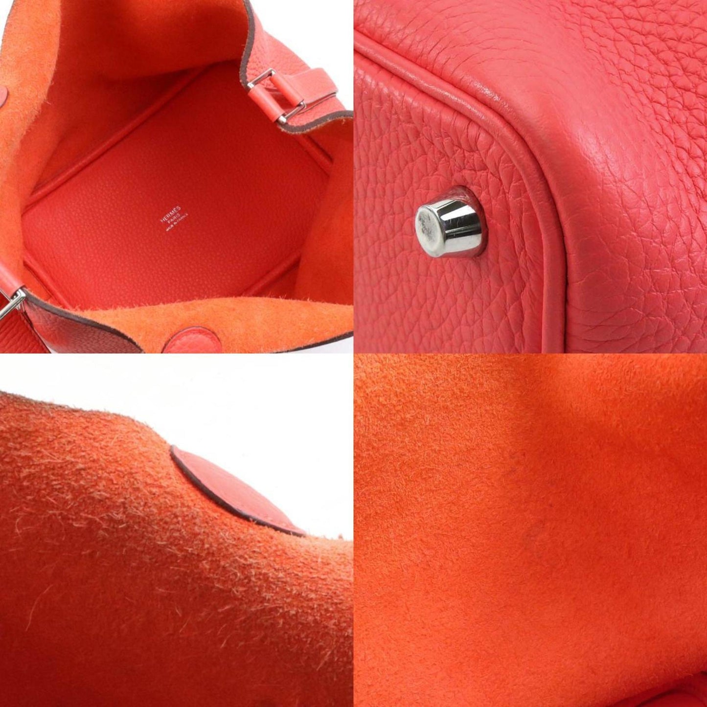Hermes Silver Taurillon Clemence Leather Handbag ( )