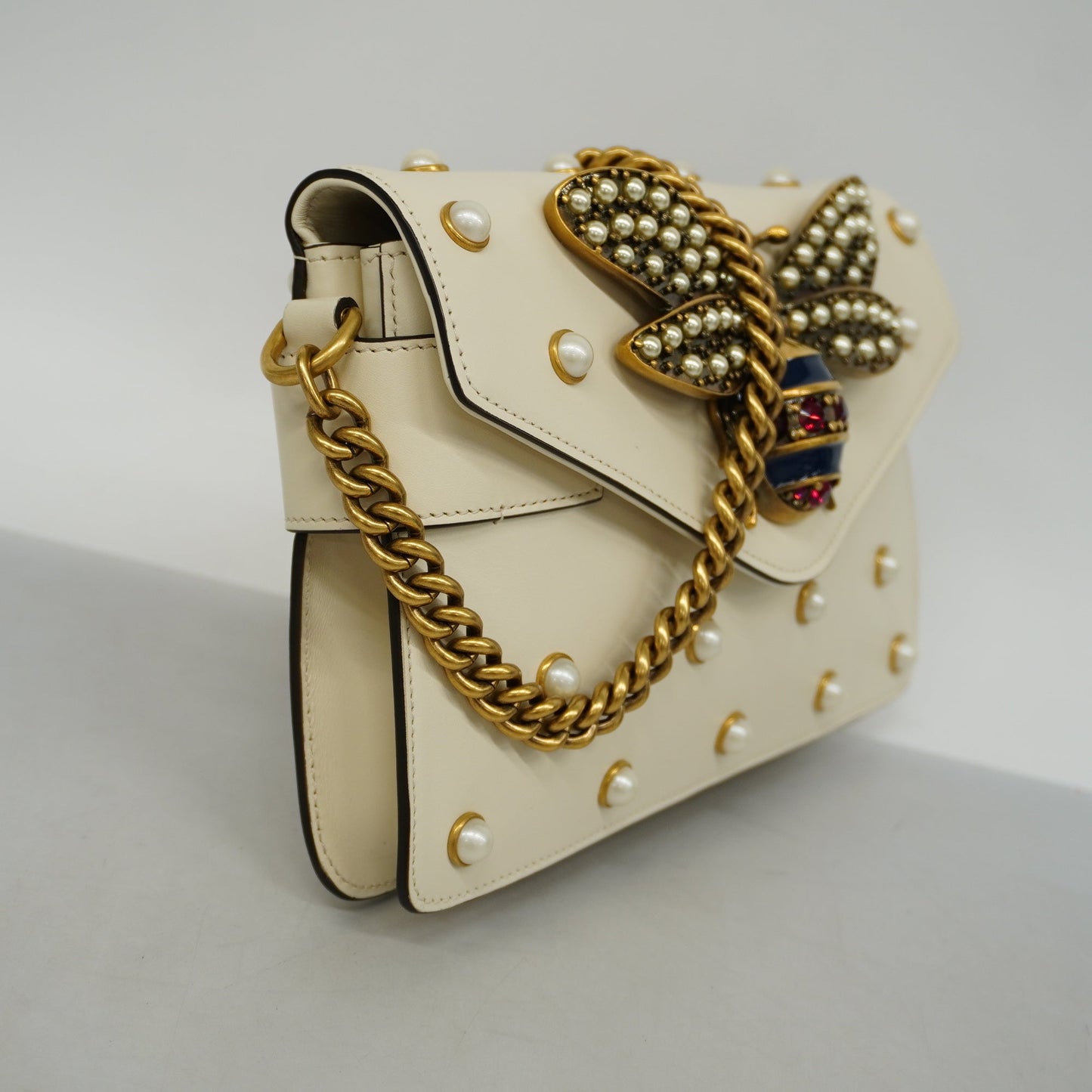 GUCCI Auth  Broadway 453778 Women's Undefined,Leather Shoulder Bag Ivory