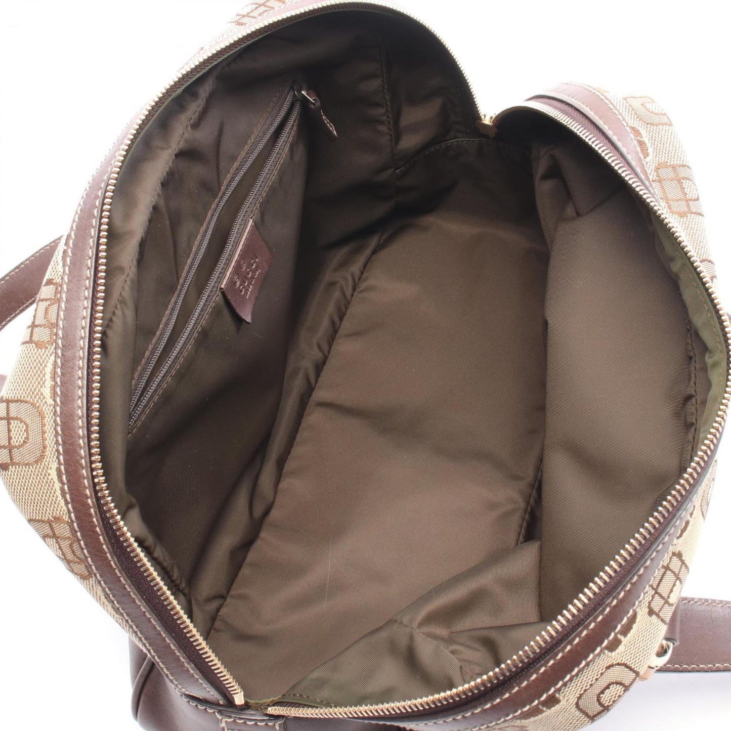 Gucci Beige Brown Canvas Leather Boston Bag Handbag ( )