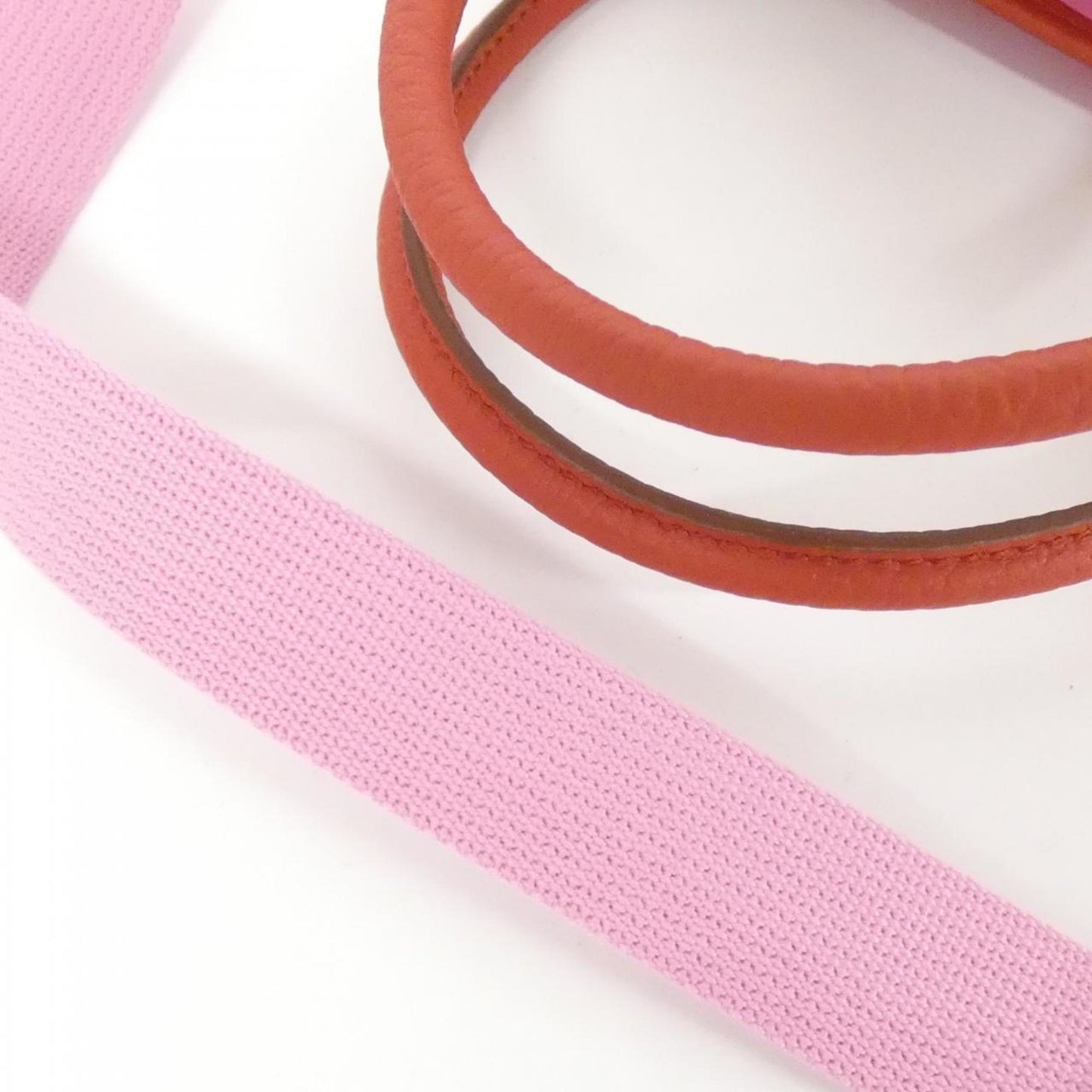 Hermes Pink Toile Officier Country Leather Handbag ( )