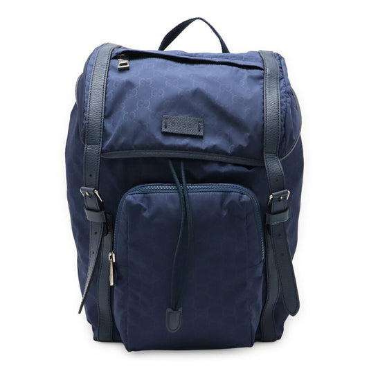 Gucci Navy Nylon Leather Backpack ( )