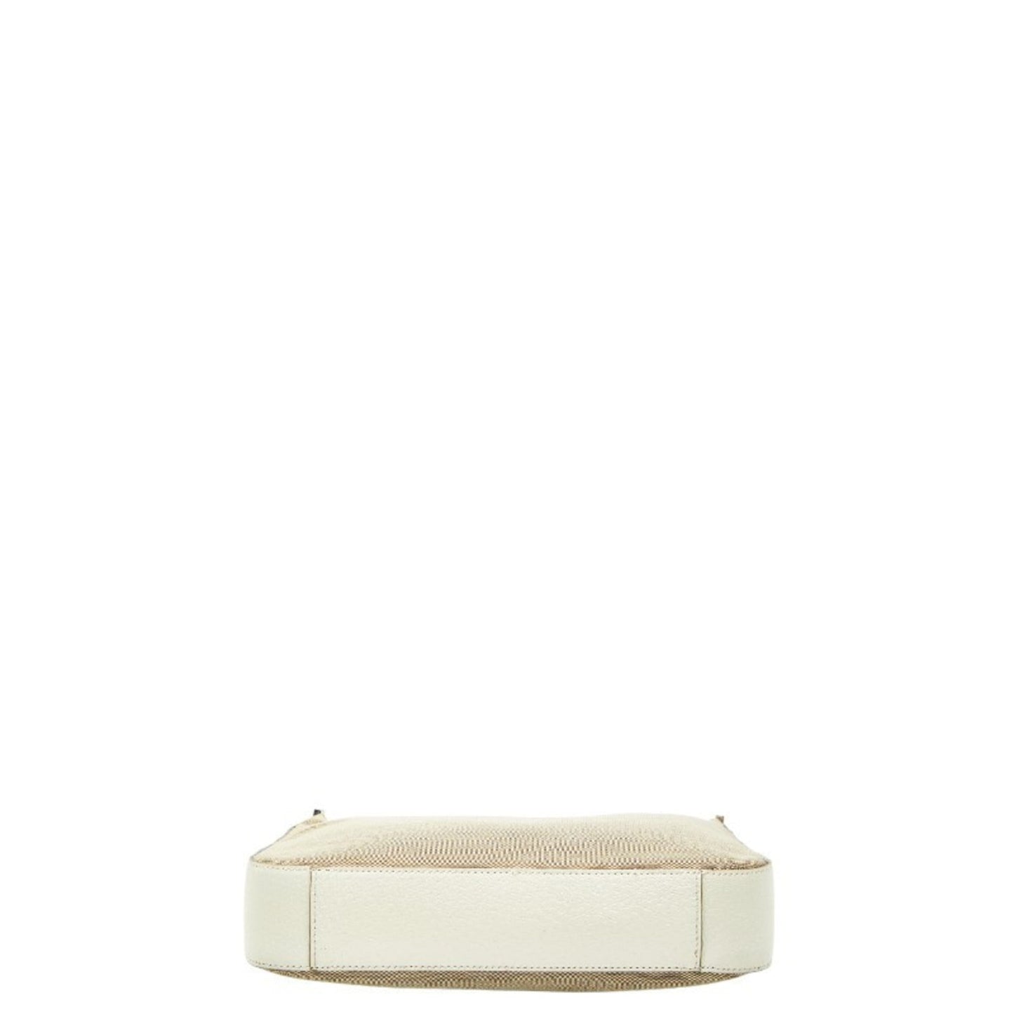 Gucci Beige White Canvas Leather Shoulder Bag ( )