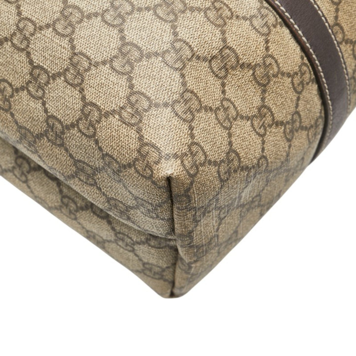 Gucci Beige Brown Pvc Leather Shoulder Bag Tote Bag ( )
