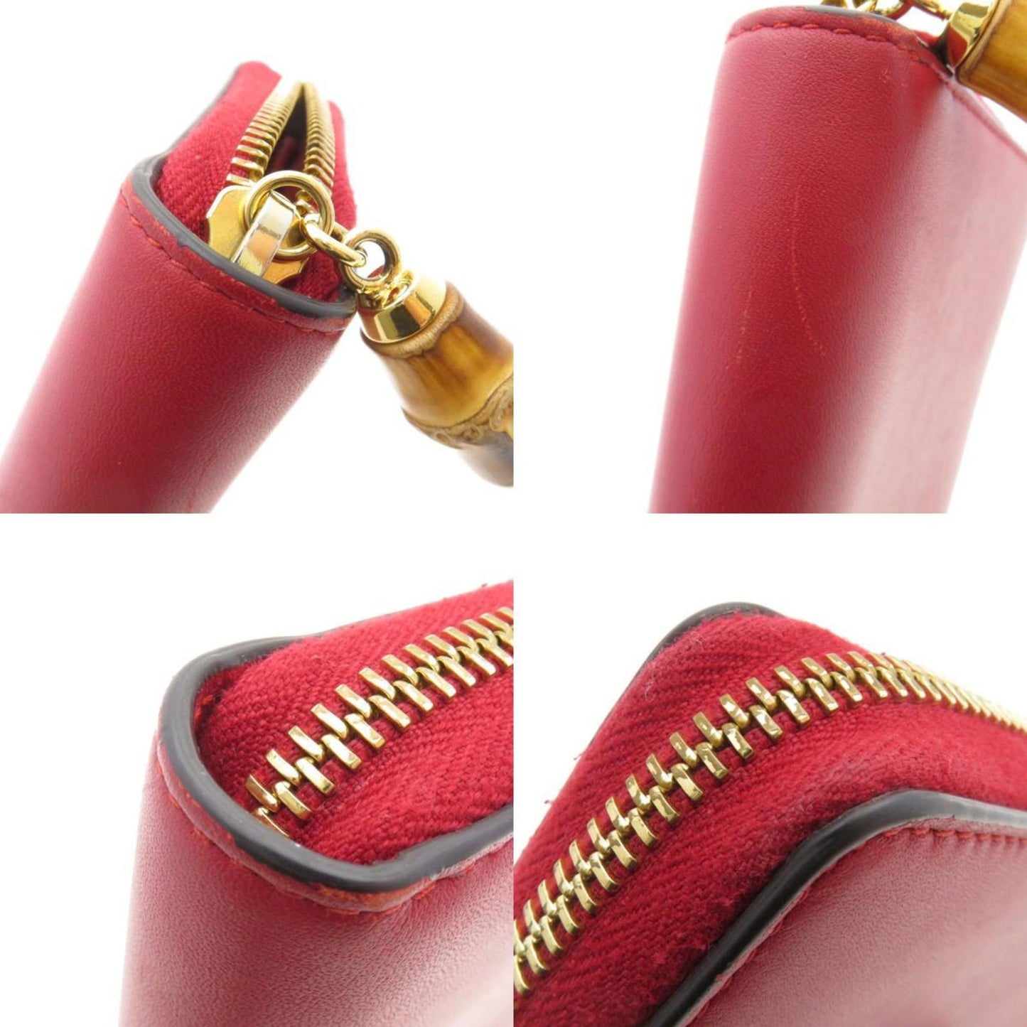 Gucci Red Color Leather Long Wallet (Bi-Fold) ( )