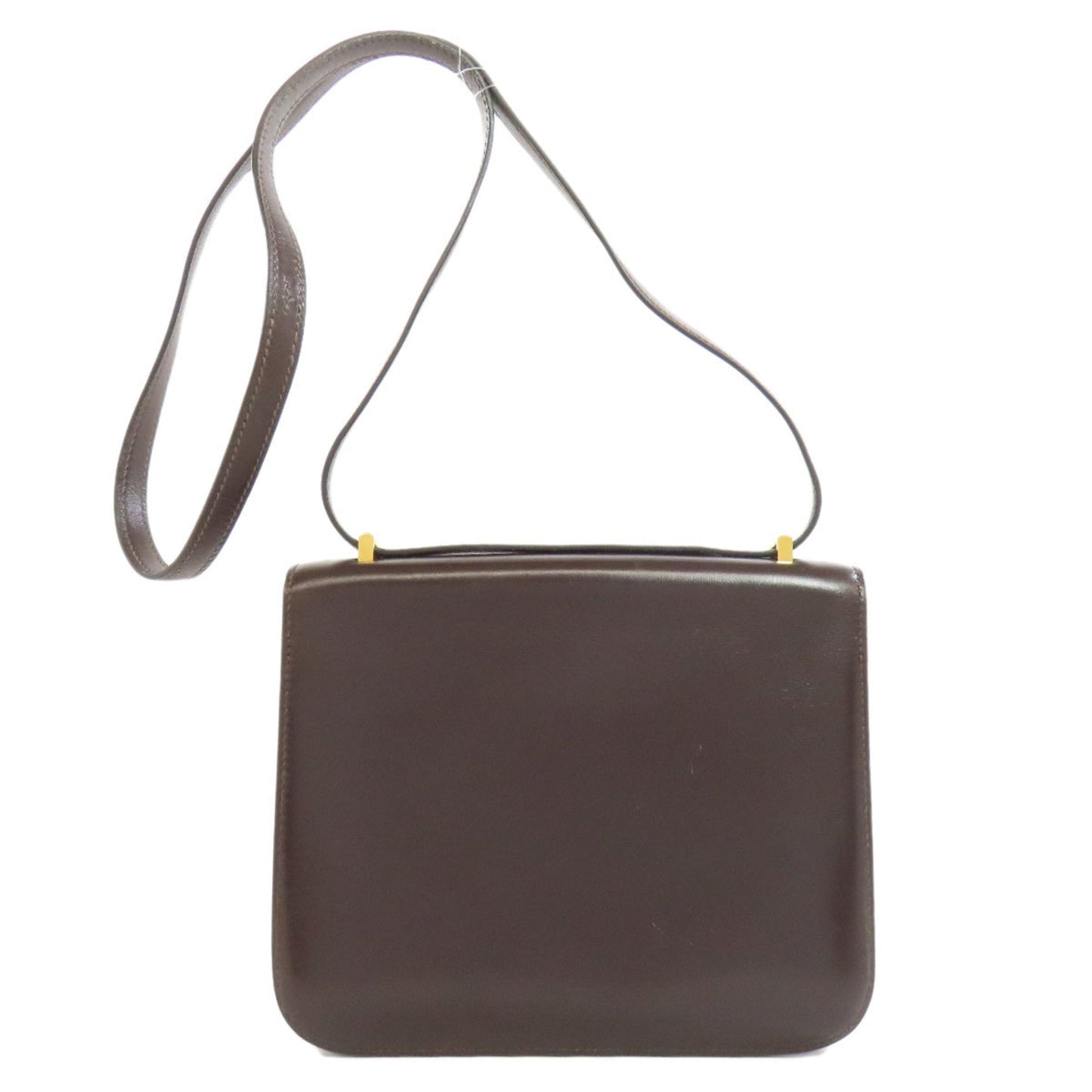 Hermes Dark Brown Box Calf Leather Shoulder Bag ( )