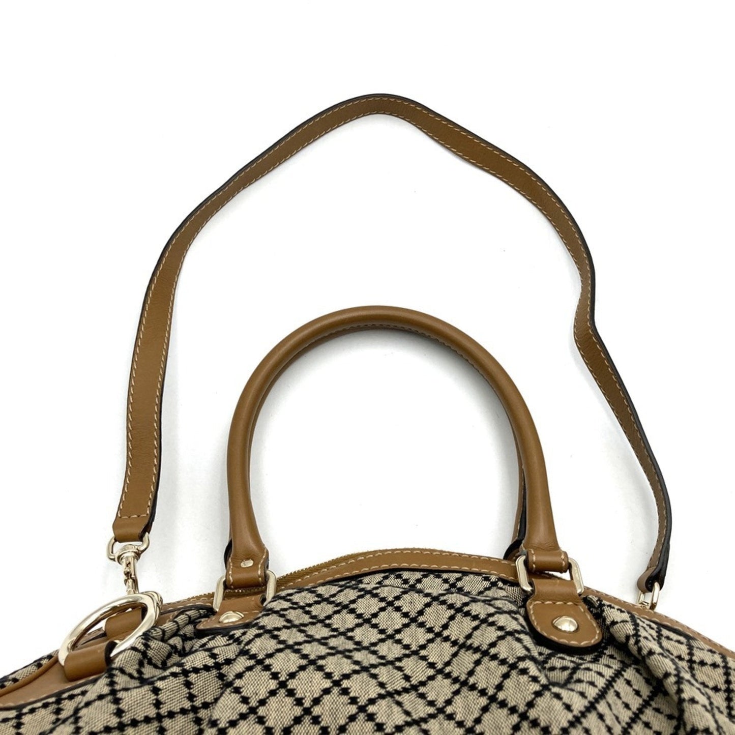 Gucci Brown Canvas Leather Handbag ( )