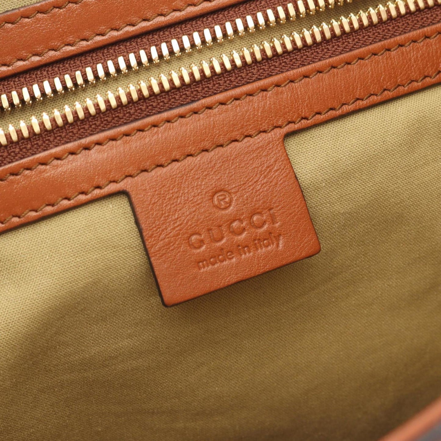 Gucci Beige Brown Canvas Leather Tote Bag ( )