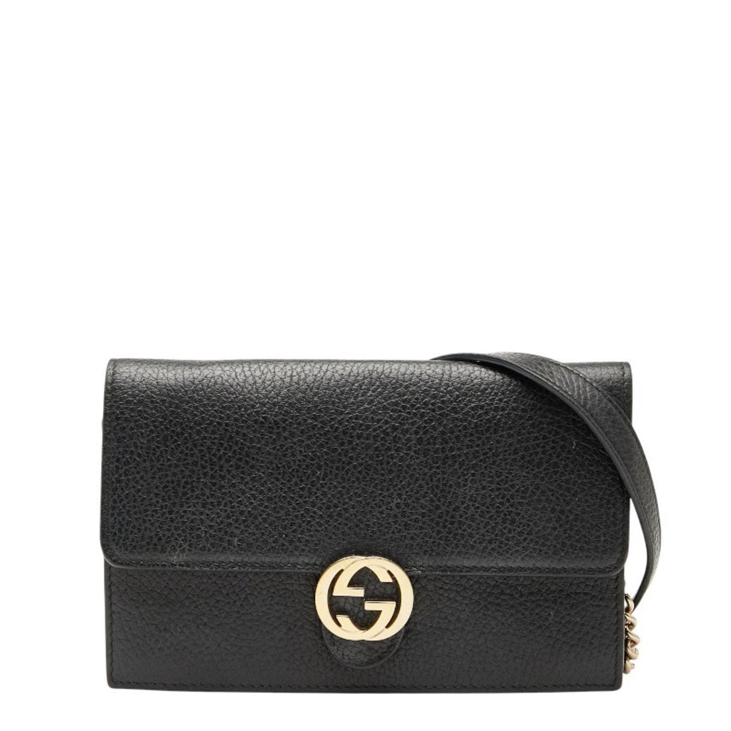 Gucci Black Leather Chain/Shoulder Wallet ( )