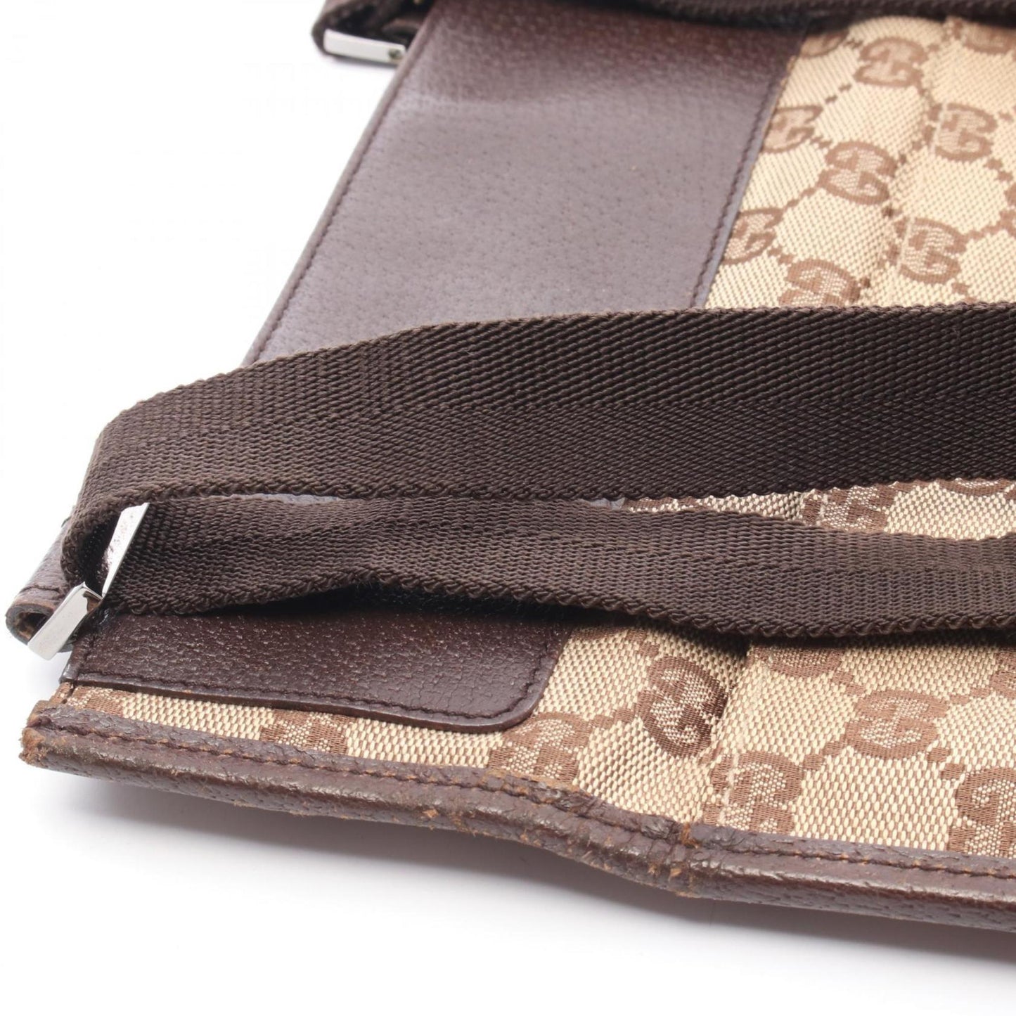 Gucci Beige Brown Gg Canvas Leather Shoulder Bag ( )