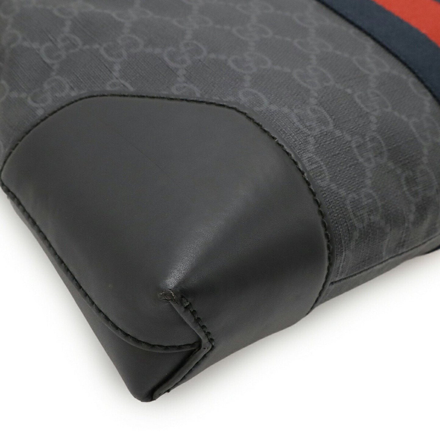 Gucci Black Gray Navy Red Color Gg Supreme Leather Clutch Bag Shoulder Bag ( )