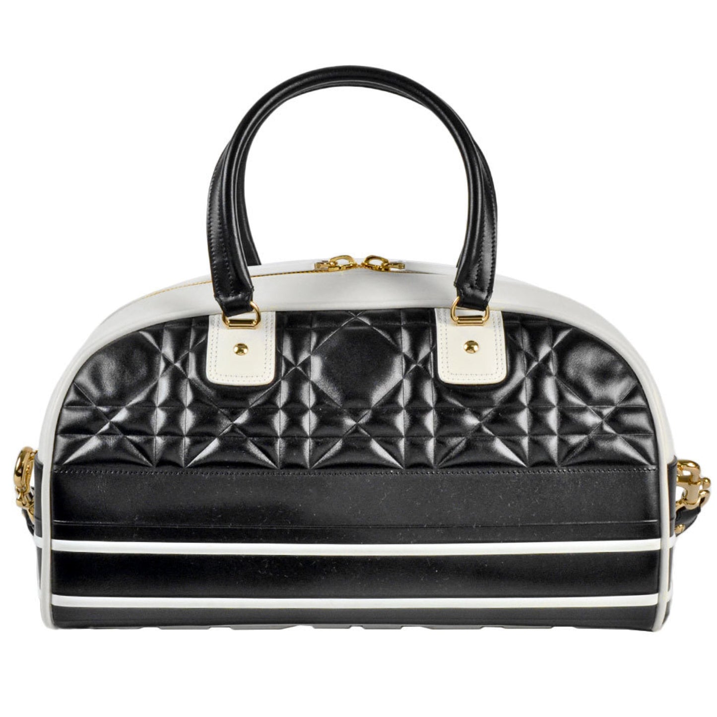 Christian Dior Black White Leather Handbag ()