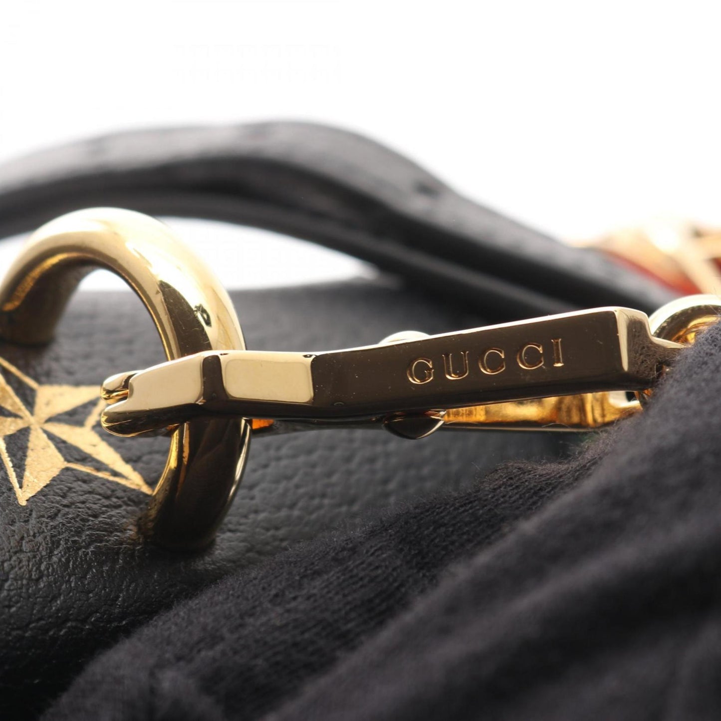 Gucci Black Gold Leather Shoulder Bag ( )