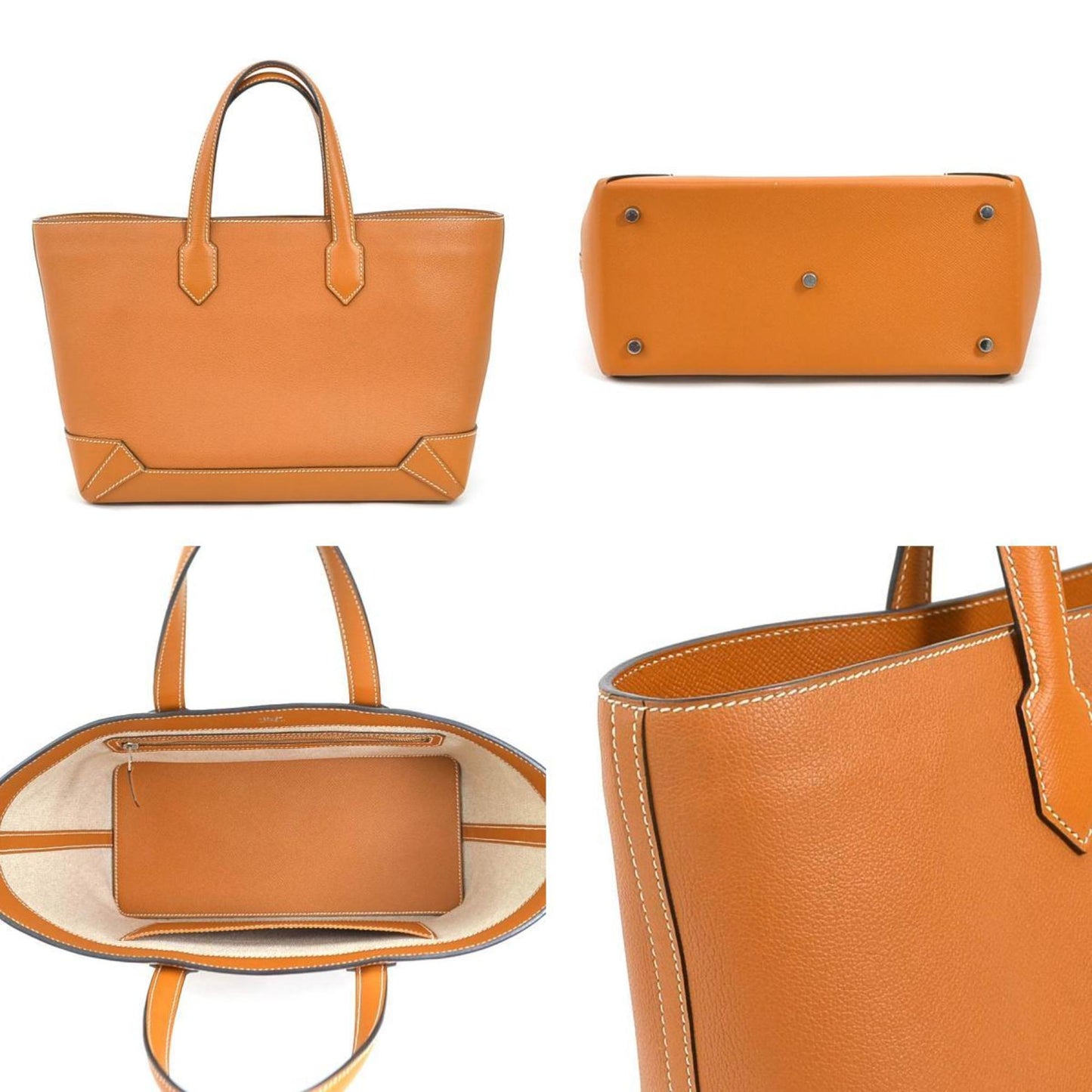 Hermes Toffee Epsom Leather Evercalf Leather Handbag Tote Bag ( )