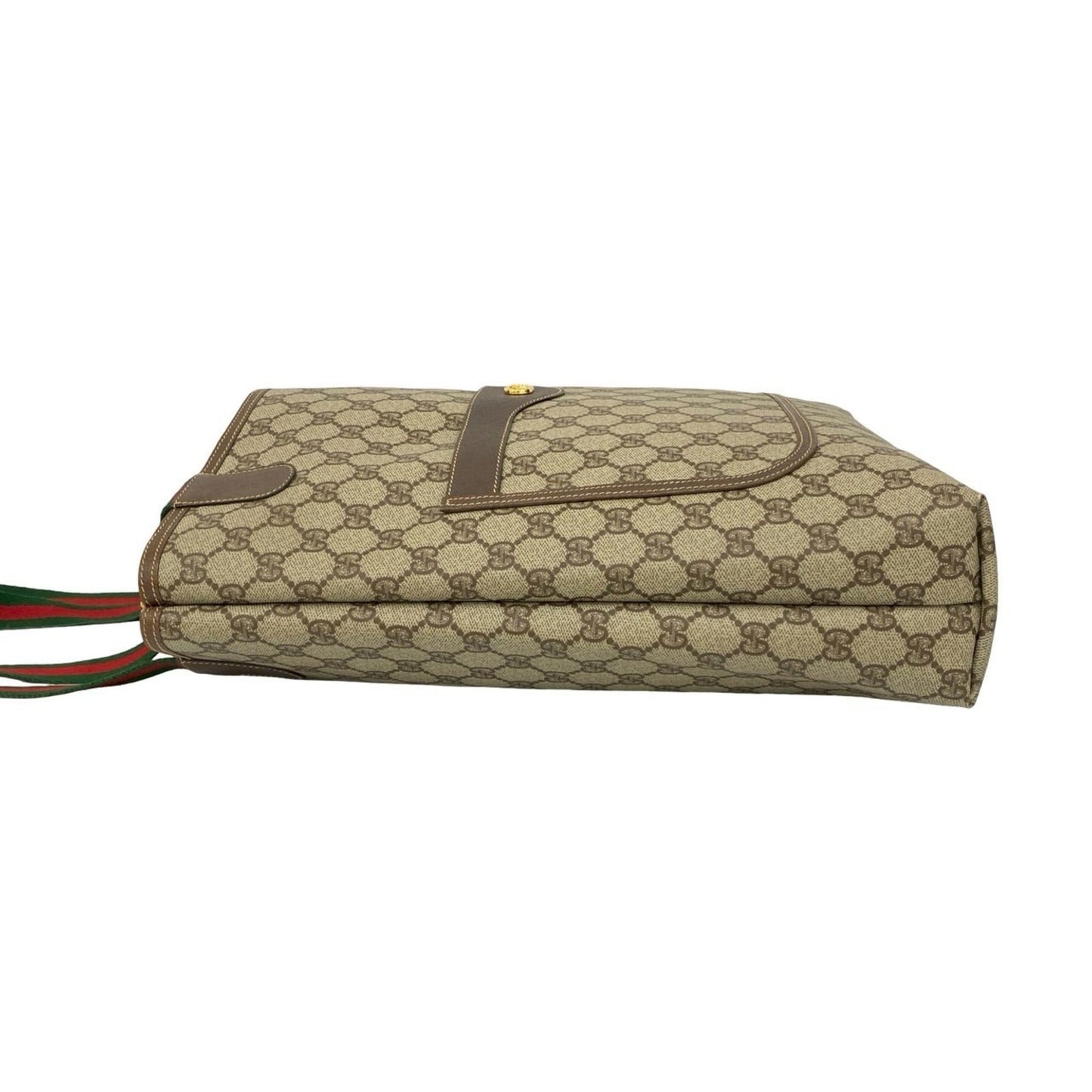 Gucci Brown Green Red Color Leather Pvc Handbag Tote Bag ( )