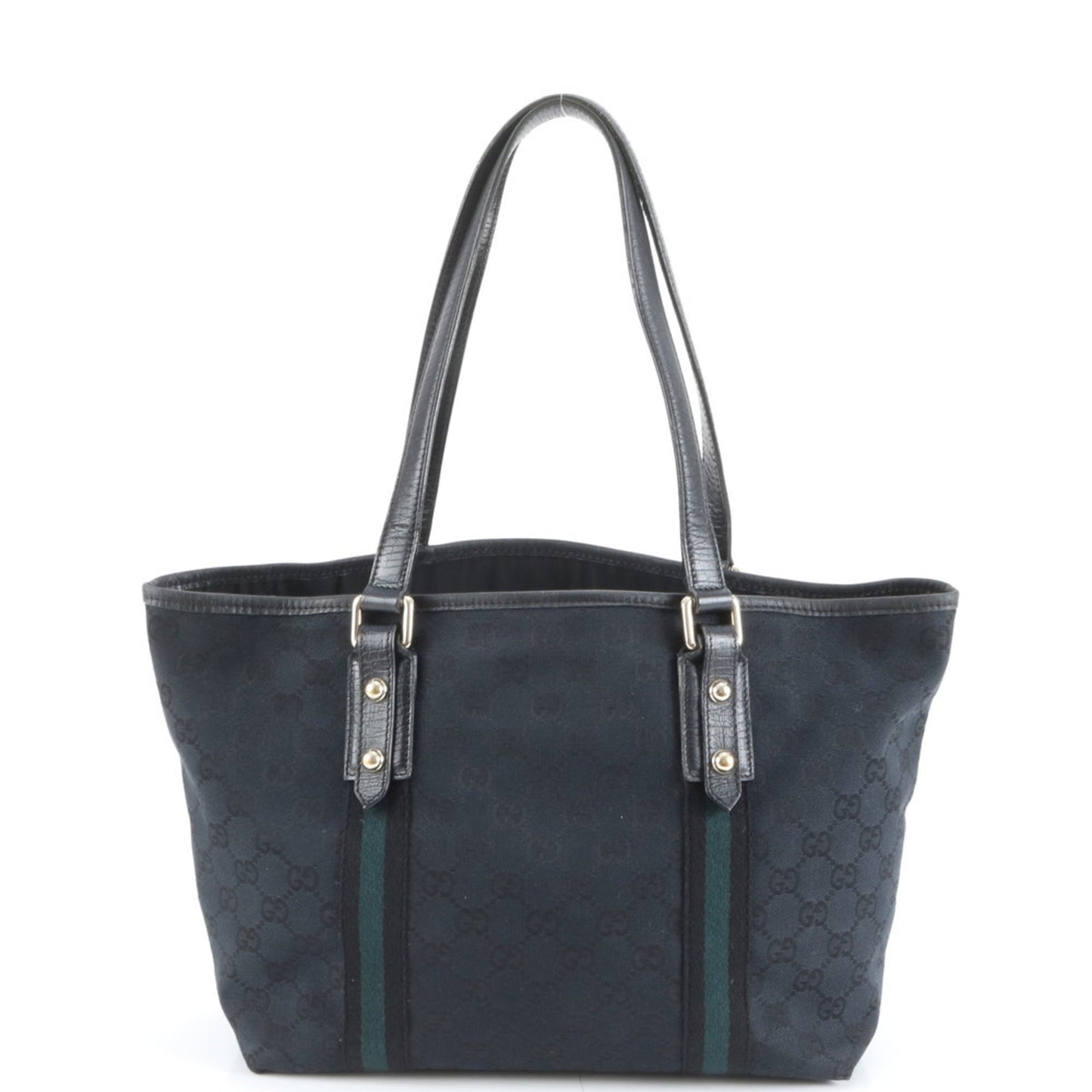 Gucci Black Leather Canvas Tote Bag ( )