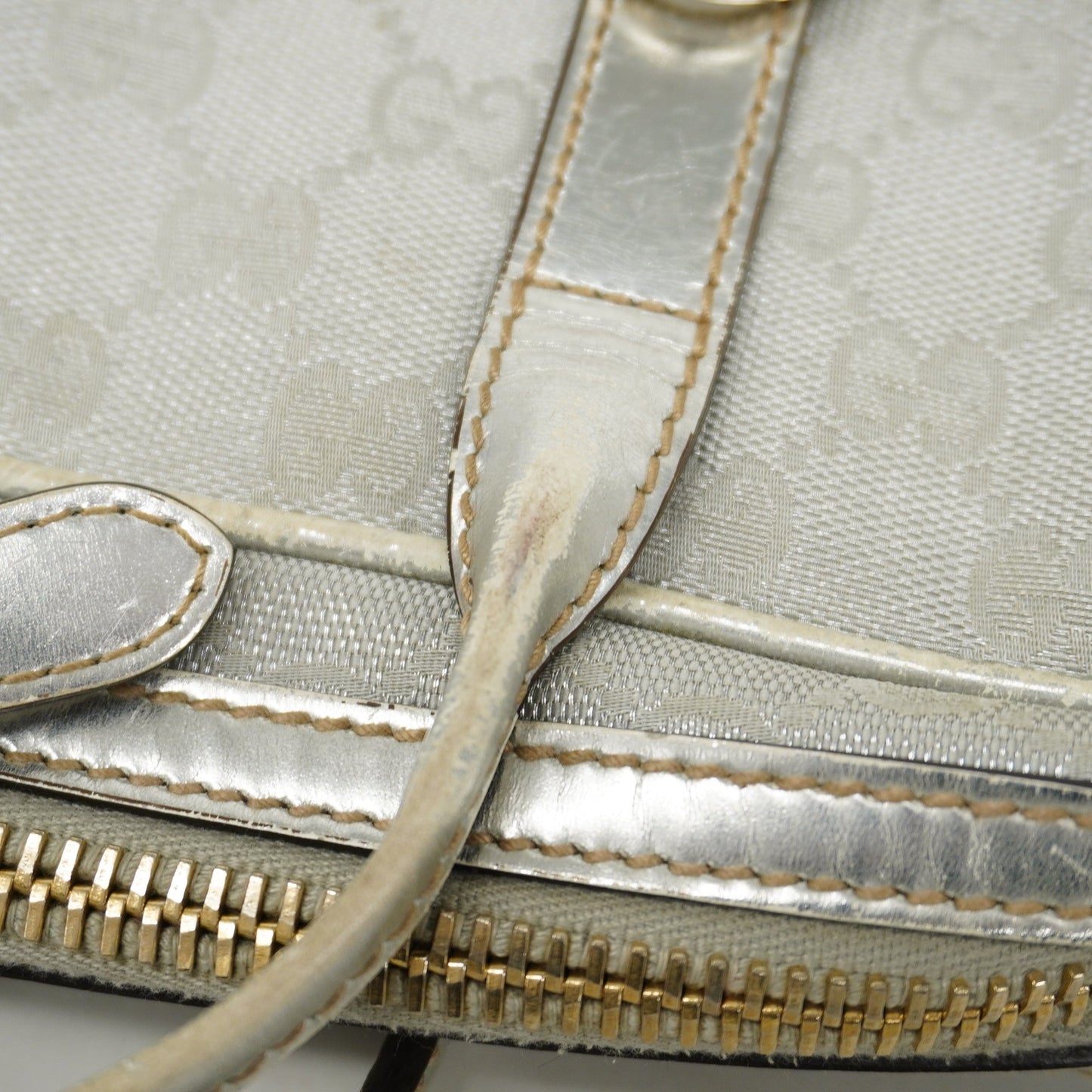GUCCI Auth  GG Canvas Tote Bag 169971 Women's Tote Bag Silver