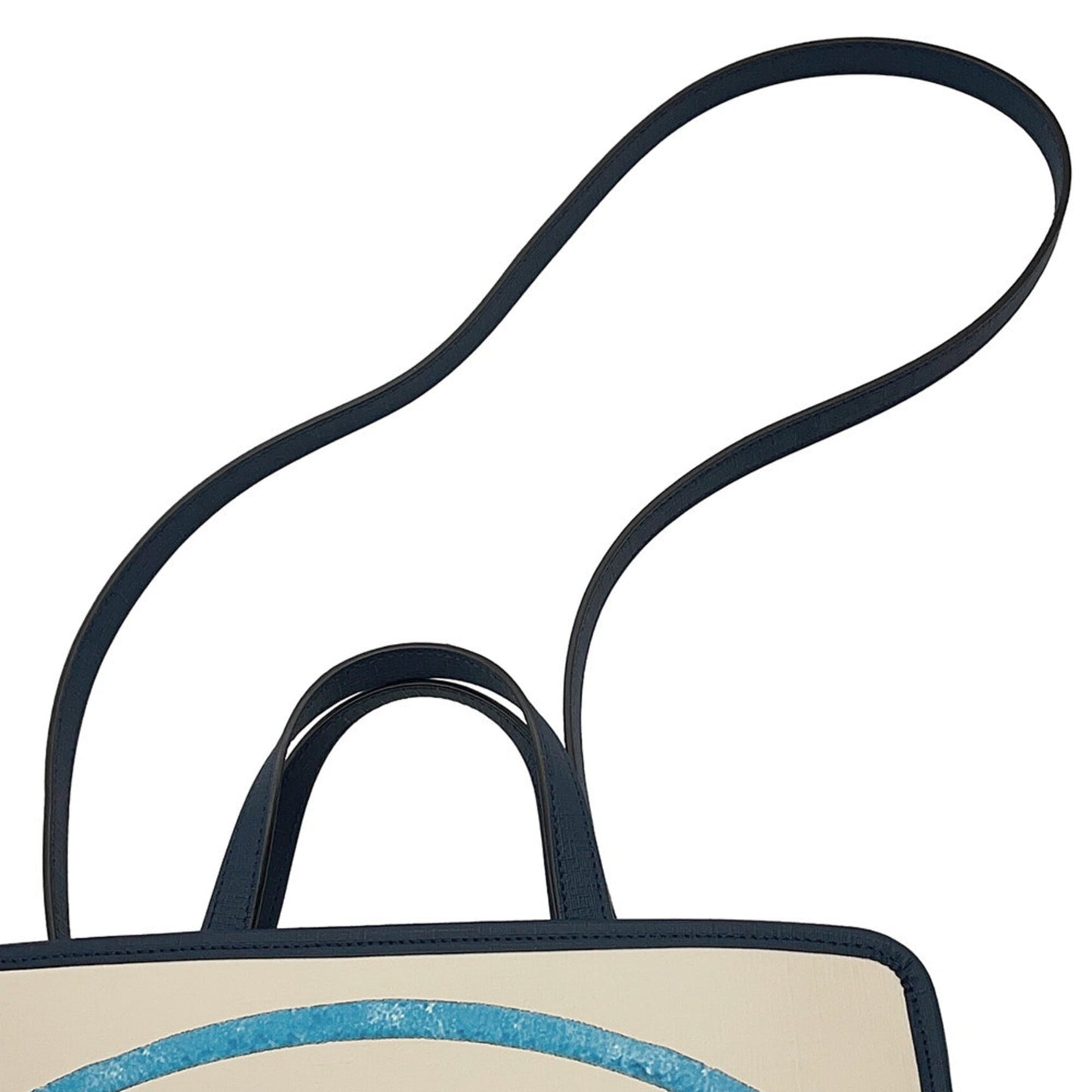 Gucci Ivory Multi-Color Navy Leather Shoulder Bag Tote Bag ( )
