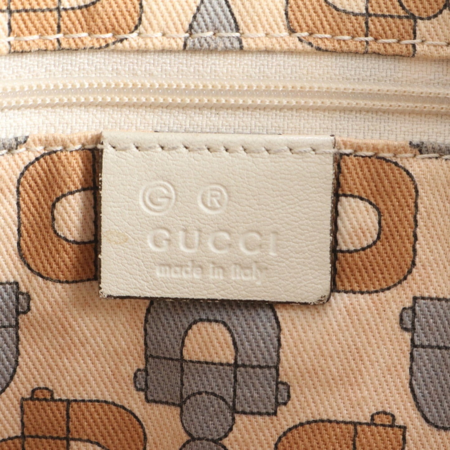 Gucci Beige Leather Canvas Tote Bag ( )