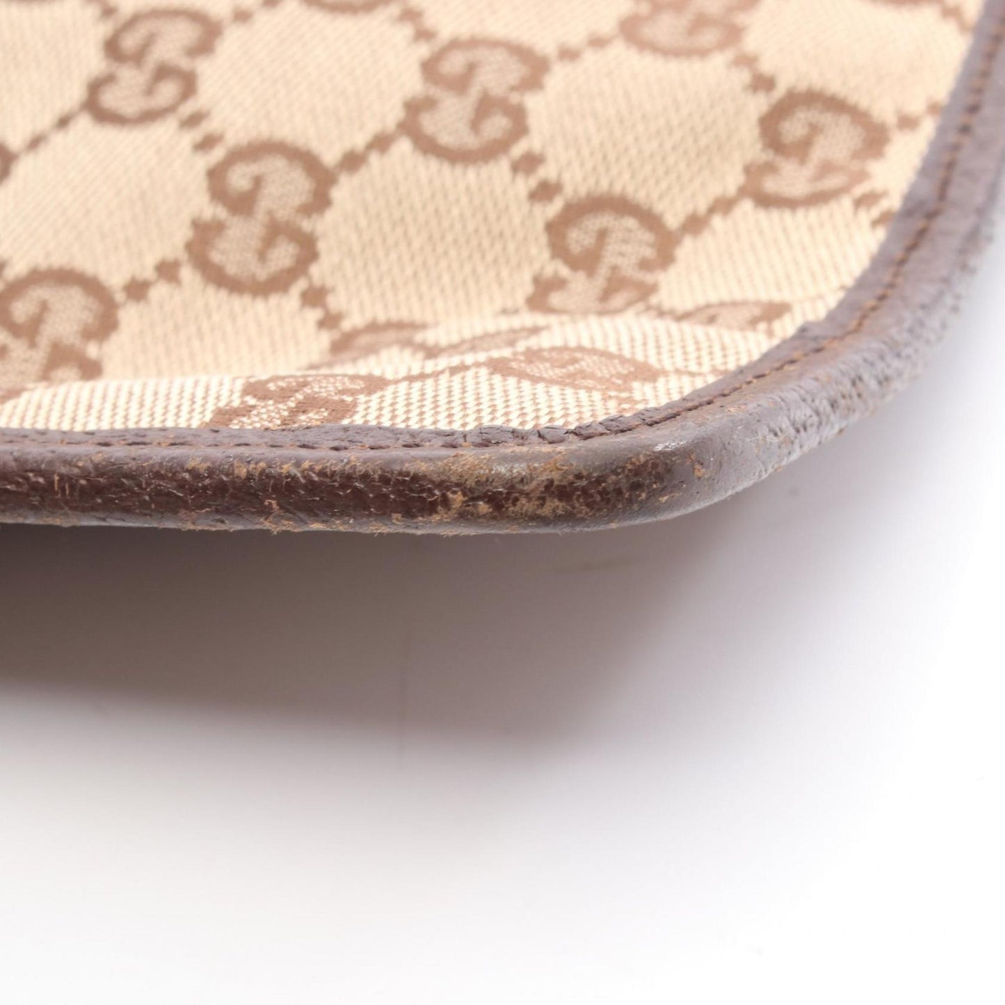 Gucci Beige Brown Gg Canvas Leather Shoulder Bag ( )