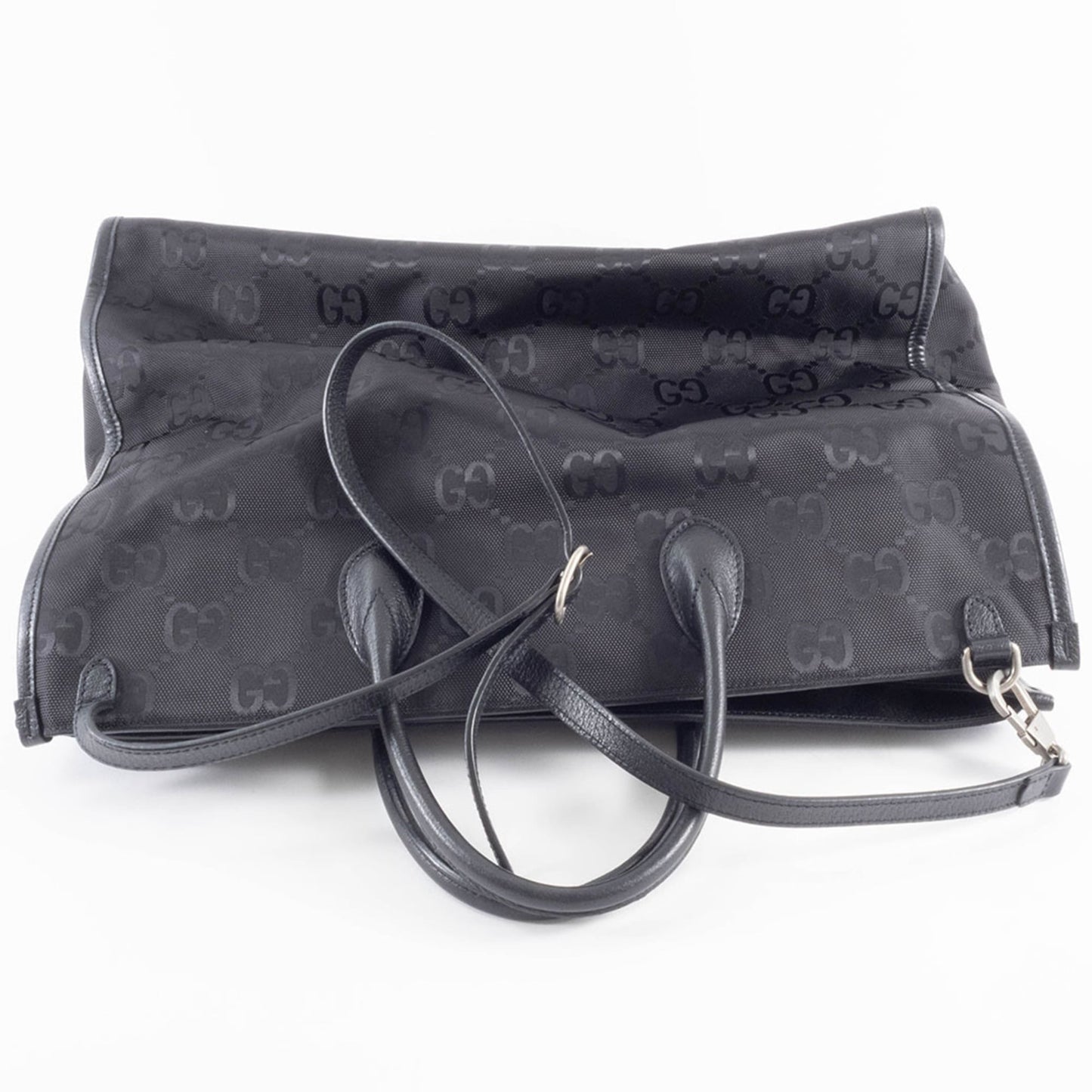 Gucci Black Nylon Leather Tote Bag ( )