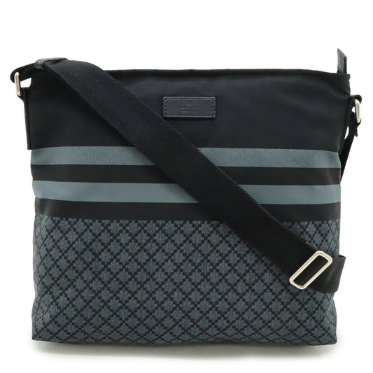 Gucci Black Gray Nylon Leather Shoulder Bag ( )